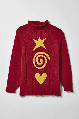 Vintage By Magg’s Rags Star Swirl Heart Patched Graphic Sweater