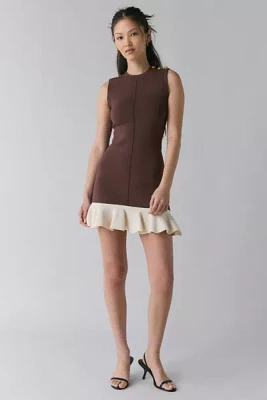 En Saison Ingrid Ruffle Hem Sweater Mini Dress