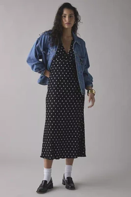En Saison Darlene Polka Dot Plunging Tie-Back Maxi Dress