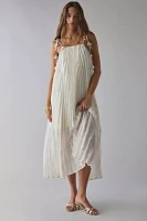 En Saison Sadie Embroidered Pleated Tie-Shoulder Maxi Dress