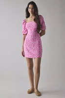 Glamorous Candy Pink Floral Puff Sleeve Mini Dress
