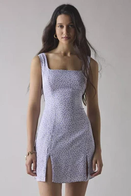 Glamorous Retro Daisy Floral Satin Seamed Mini Dress
