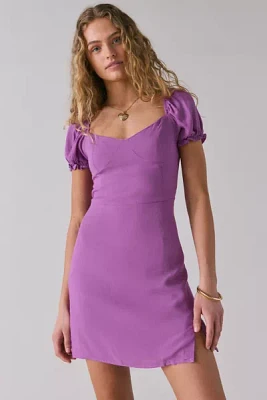 Glamorous Orchid Crepe Puff Sleeve Mini Dress