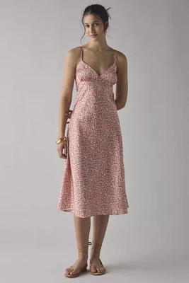 Glamorous Ditsy Daisy Satin Plunge Slip Midi Dress