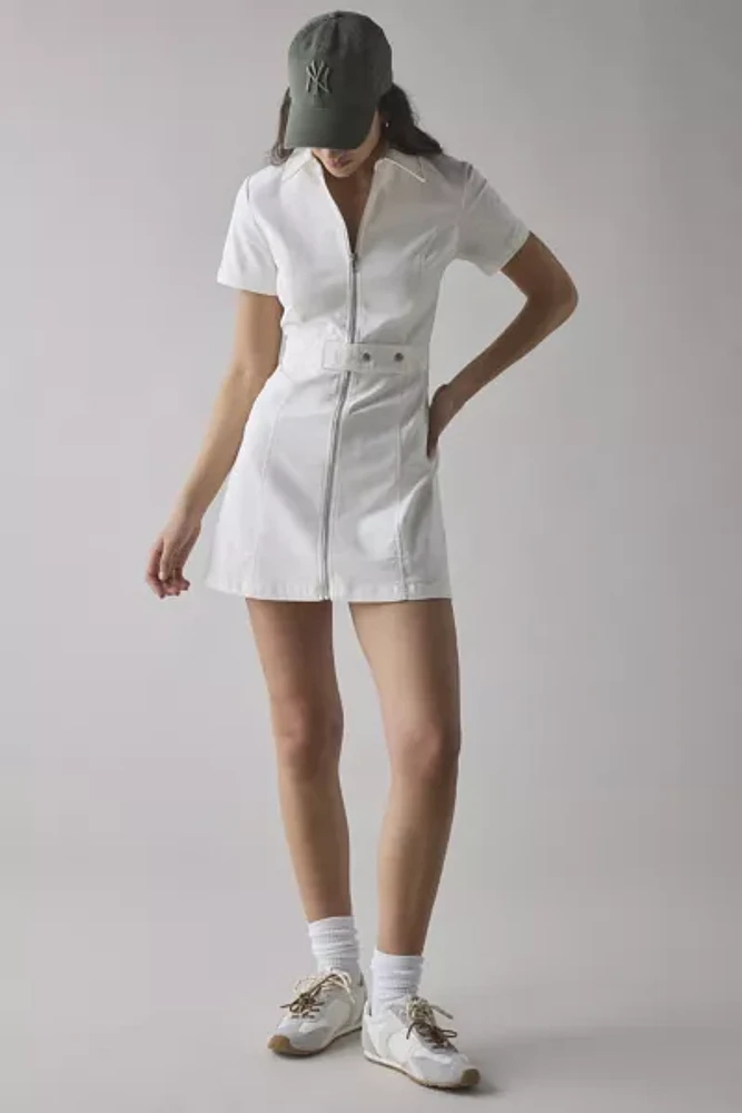 Glamorous Cord Zip-Front Belted Mini Dress