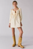 Glamorous Sunflower Check Tie-Front Babydoll Mini Dress