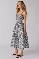 Glamorous Gingham Cotton-Blend Smocked Midi Dress