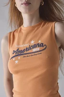 Americana Graphic Lace-Up Cropped Tank Top