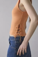 Americana Graphic Lace-Up Cropped Tank Top