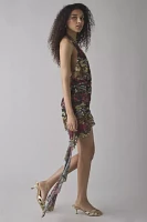 Jaded London Cindy Plunge Halter Open-Back Mini Dress