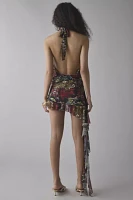 Jaded London Cindy Plunge Halter Open-Back Mini Dress