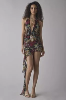 Jaded London Cindy Plunge Halter Open-Back Mini Dress