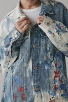 ReMADE By UO Bleach & Paint Splatter Oversized Denim Jacket