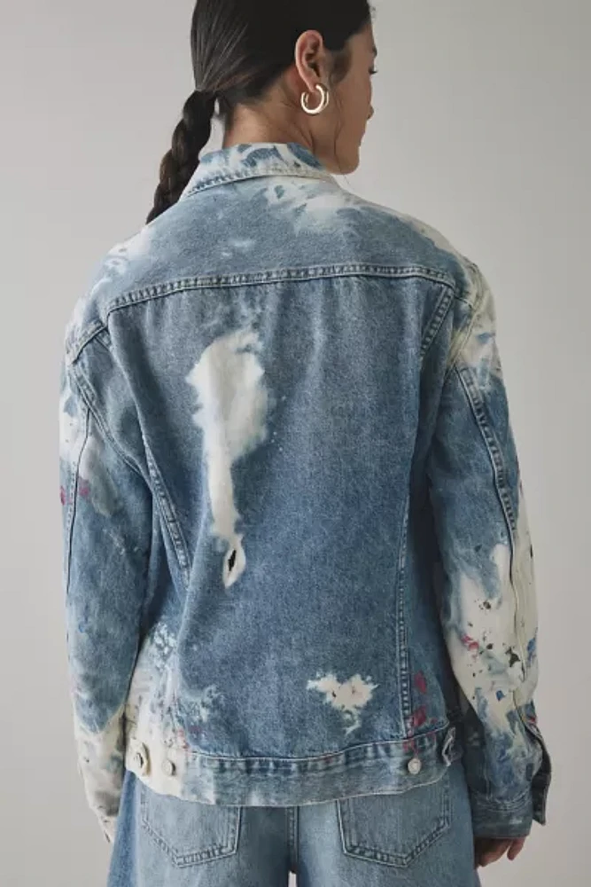 ReMADE By UO Bleach & Paint Splatter Oversized Denim Jacket