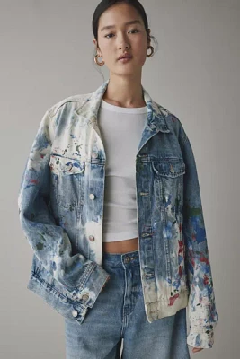 ReMADE By UO Bleach & Paint Splatter Oversized Denim Jacket