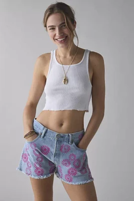 ReMADE By UO Slouchy Daisy Painted Denim Short