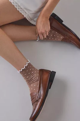 Lettuce-Edge Polka Dot Sock