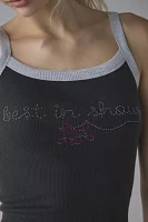 Diamanté Graphic Ribbed Knit Cropped Cami