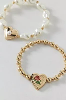 Belladona Pearl & Gold Beaded Bracelet Set