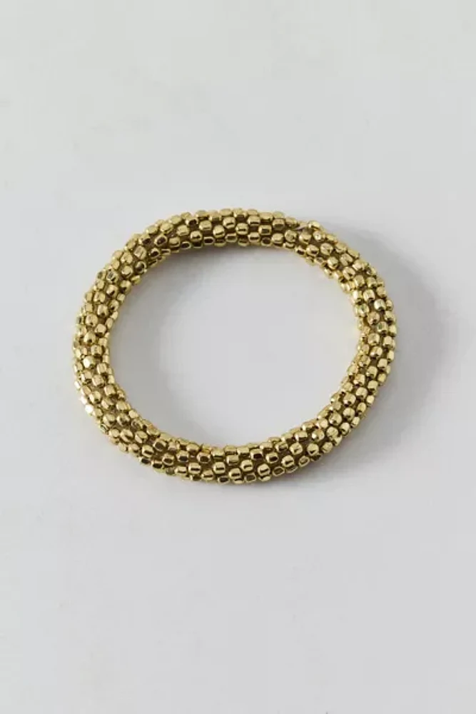 Textured Metal Beaded Stretch Bracelet
