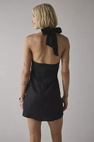 ReMADE By UO Made LA EcoVero™ Linen Knotted Halter Mini Dress