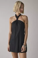 ReMADE By UO Made LA EcoVero™ Linen Knotted Halter Mini Dress