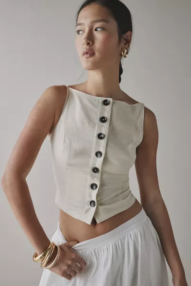 ReMADE By UO Made LA EcoVero™ Linen Button Front Tank Top