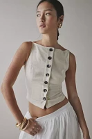 ReMADE By UO Made LA EcoVero™ Linen Button Front Tank Top