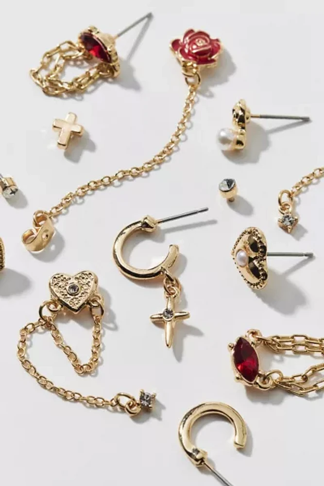 Belladona Chain Post & Hoop Earring Set