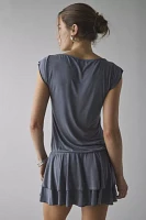Motel Lalana Boxy Drop Waist Tiered Mini Dress
