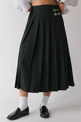 Lioness Fame Buckle Detail Pleated Midi Skirt