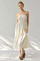 ReMADE By UO Made LA EcoVero™ Linen Ruched Tube Midi Dress