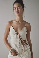 Lioness Mariah Linen-Blend Asymmetric Tie-Front Cami