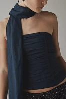 Lioness Island Scarf Tie Ruched Corset Top