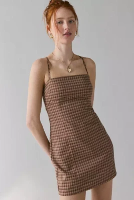 UO Kaelli Plaid Square Neck Cami Mini Dress