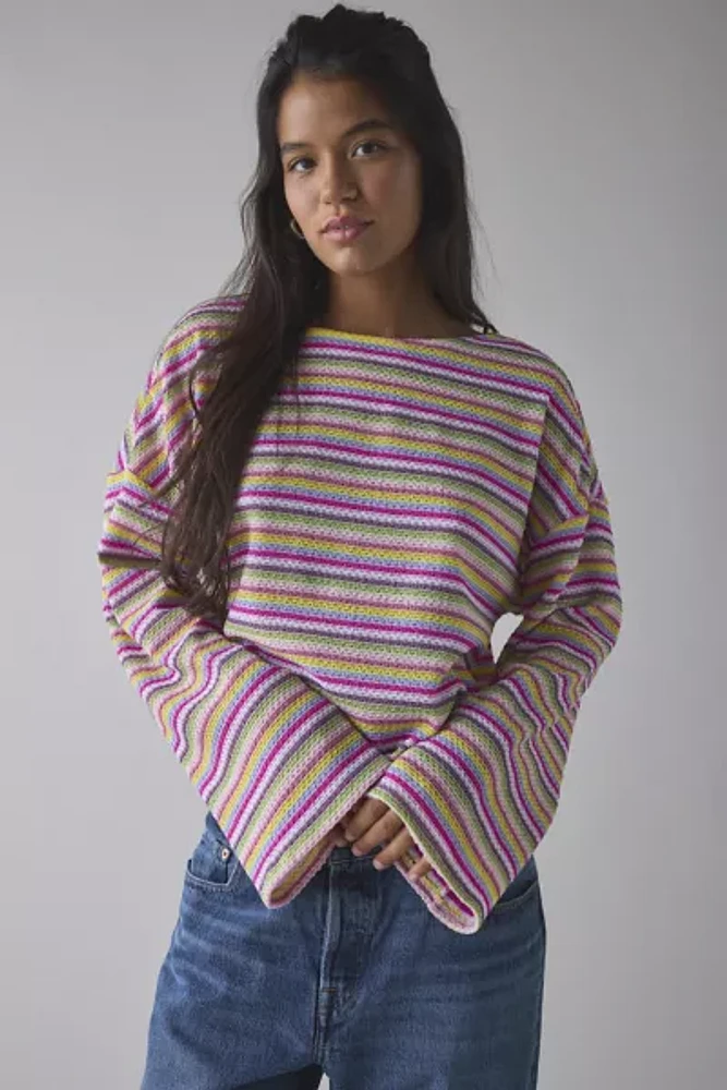 ReMADE By UO Striped Knit Drippy Sleeve Sweater