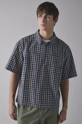 iets frans... Check Quarter Zip Short Sleeve Shirt