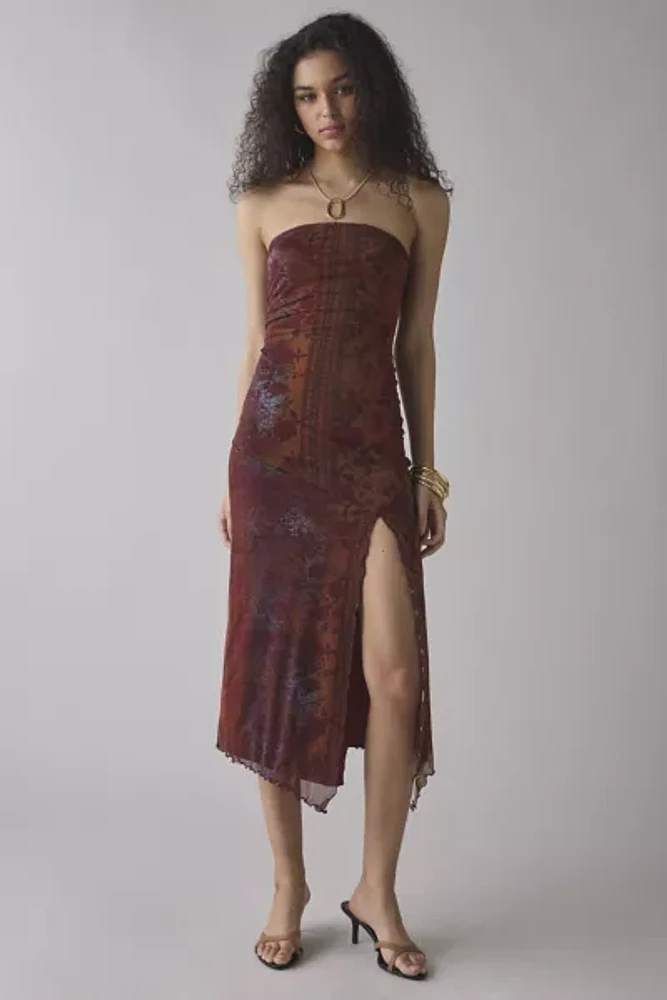UO Samara Mesh Strapless Midi Dress