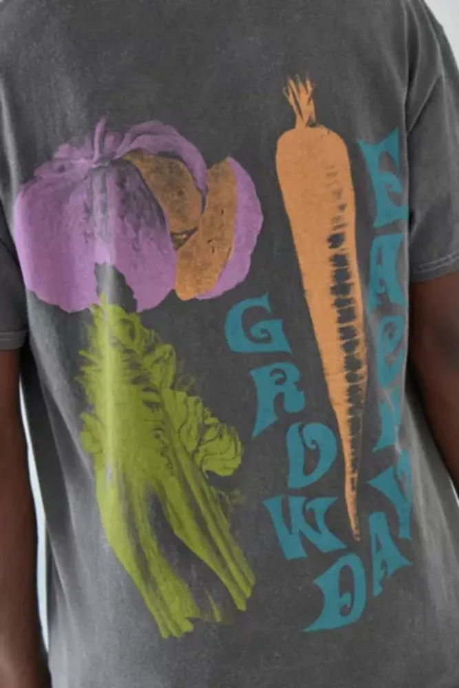 UO Overdyed Black Grow Each Day Veg Tee
