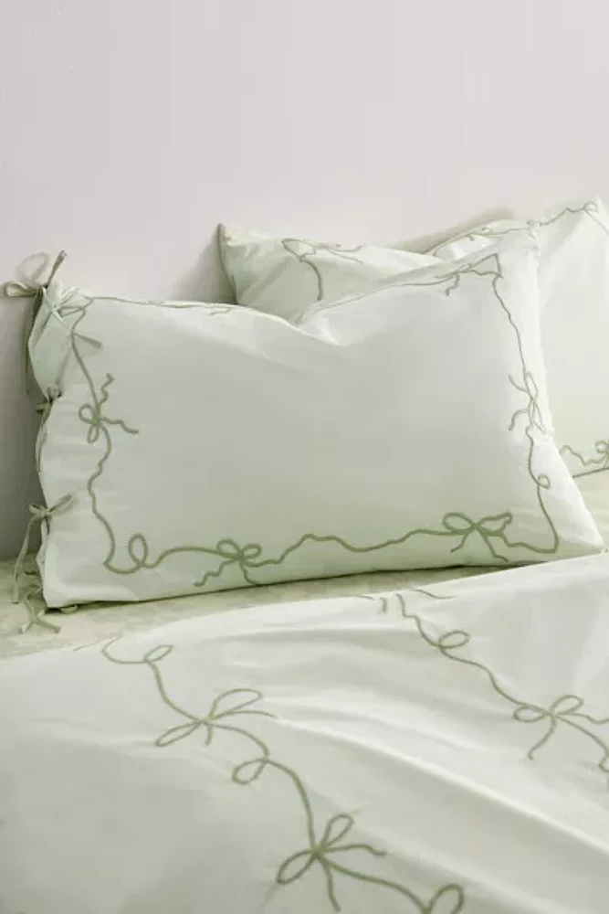 Lacey Bows Embroidered Sham Set