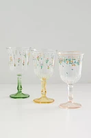 Botanical Pattern Stemmed Wine Glass