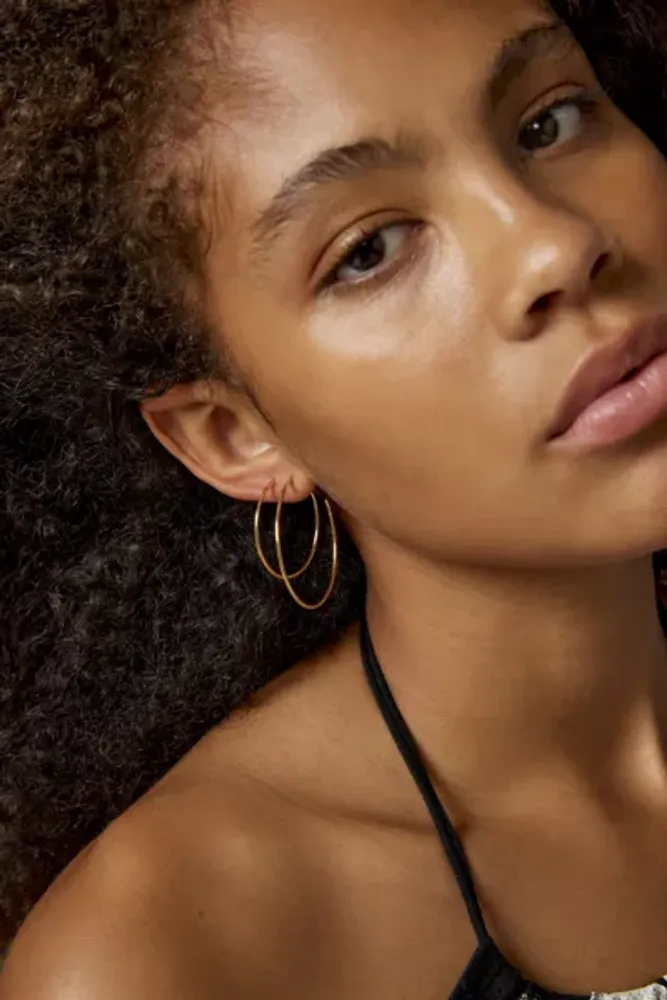 18k Gold & Sterling Silver Plated Hoop Earring Set