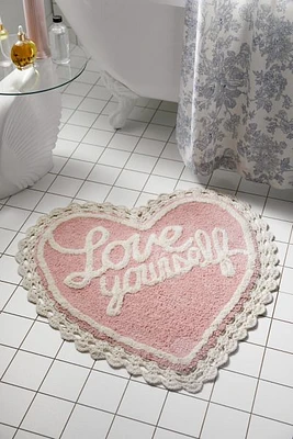 Love Yourself Heart Shape Tufted Bath Mat