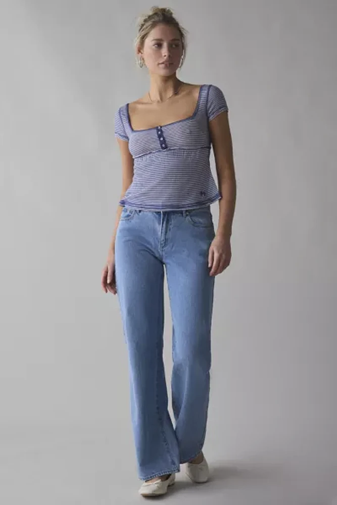 BDG Brittney Square Neck Henley Babydoll Tee