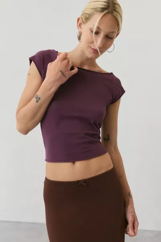 Out From Under Cotton Compression Boatneck Cropped Tee