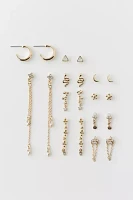 Celestial Rhinestone Post & Hoop Earring Set