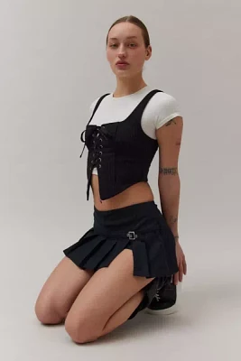 BDG Shaina Belted Linen Micro Mini Skort
