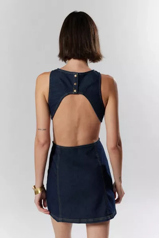 Silence + Noise Lilith Denim Cutout Shift Dress