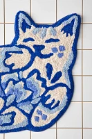 Delft Cat Shaped Tufted Bath Mat