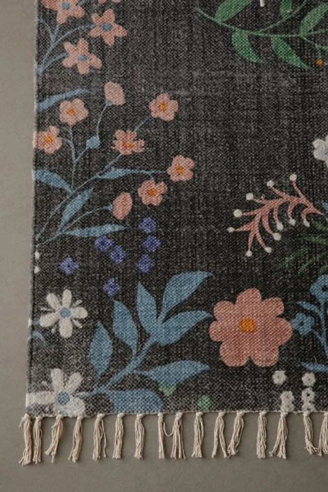Insect Floral Embroidered Brushed Rug
